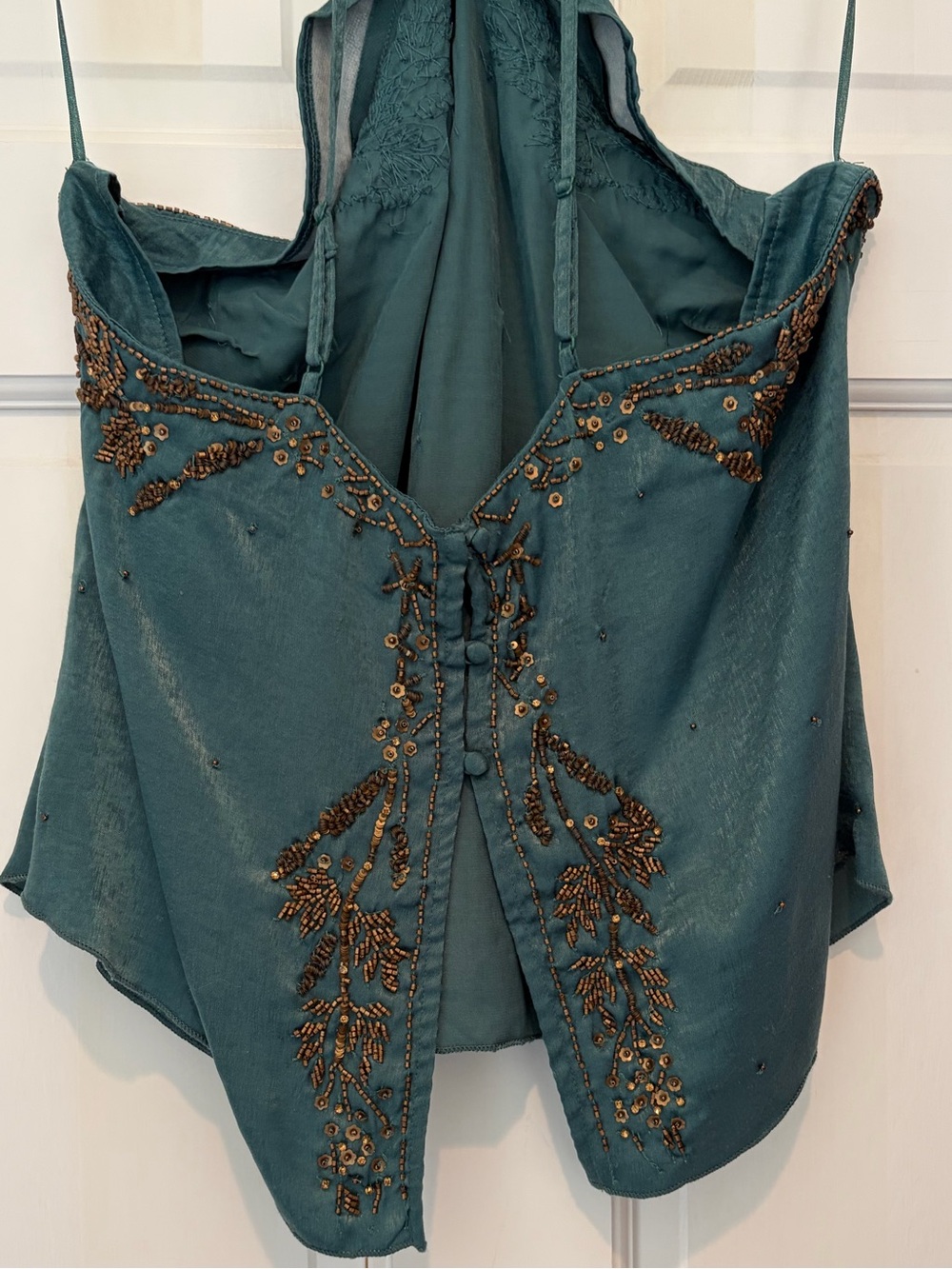 Free People Embellished Teal Halter Cami Top - Picture 5 of 12